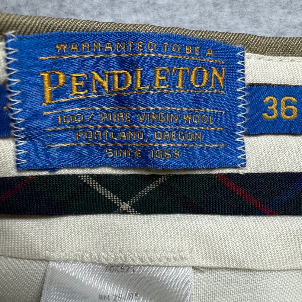 Pendleton Mens 36 100% Virgin Wool Pleated Dress Pants Khaki Tan‎ Slacks 36x30